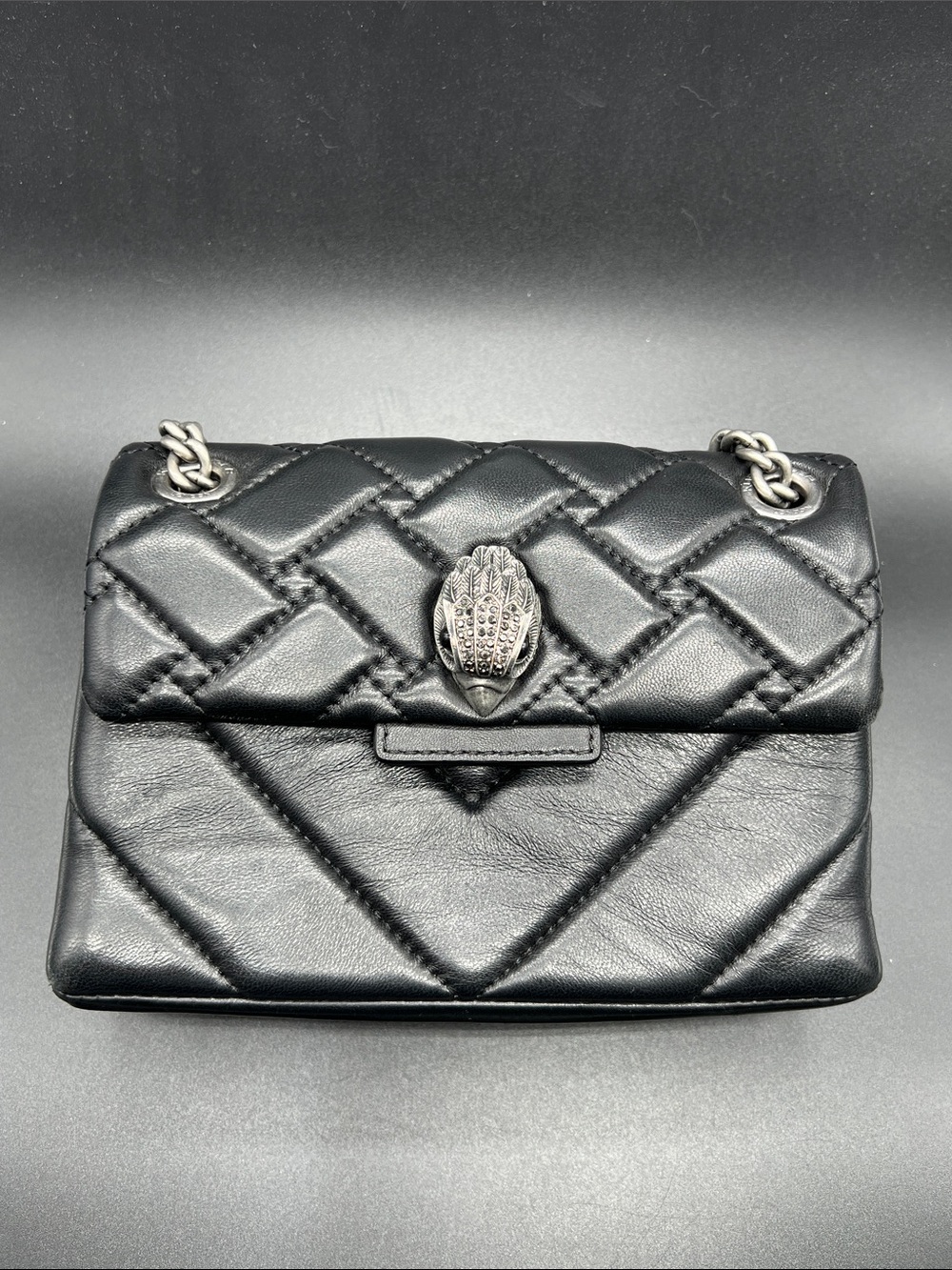 Kurt Geiger London Black Leather Kensington Mini Crossbody Eagle Head Chain Bag - Picture 2 of 12